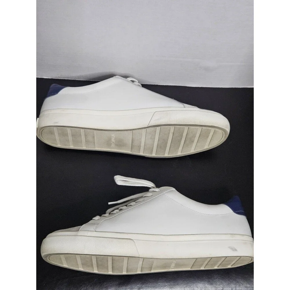 Size 11 Vince Men's Fulton low-top sneaker in white & blue leather & suede